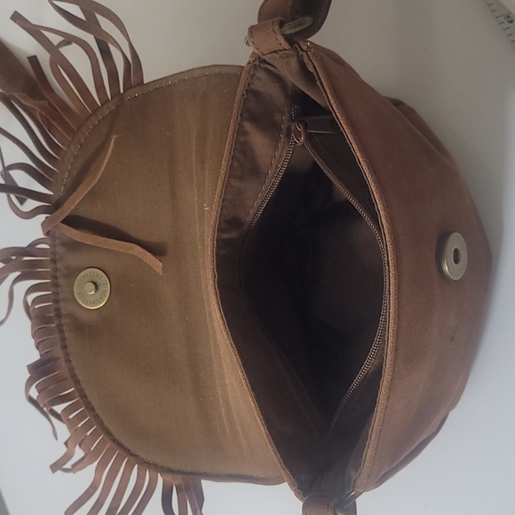 O'NEILL  brown Sling Bag/purse with native designs and fringe - Picture 7 of 15